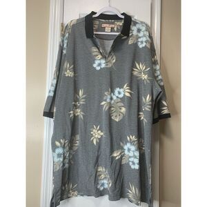 Vtg Men's Paradise‎ Blue Hawaiian Polo 3XLT